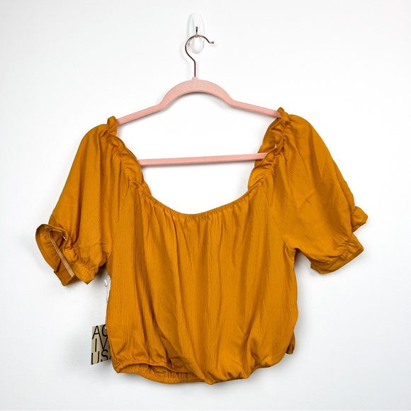 Active USA Mustard Yellow Short Puffed Sleeve Crop - Picture 8 of 8